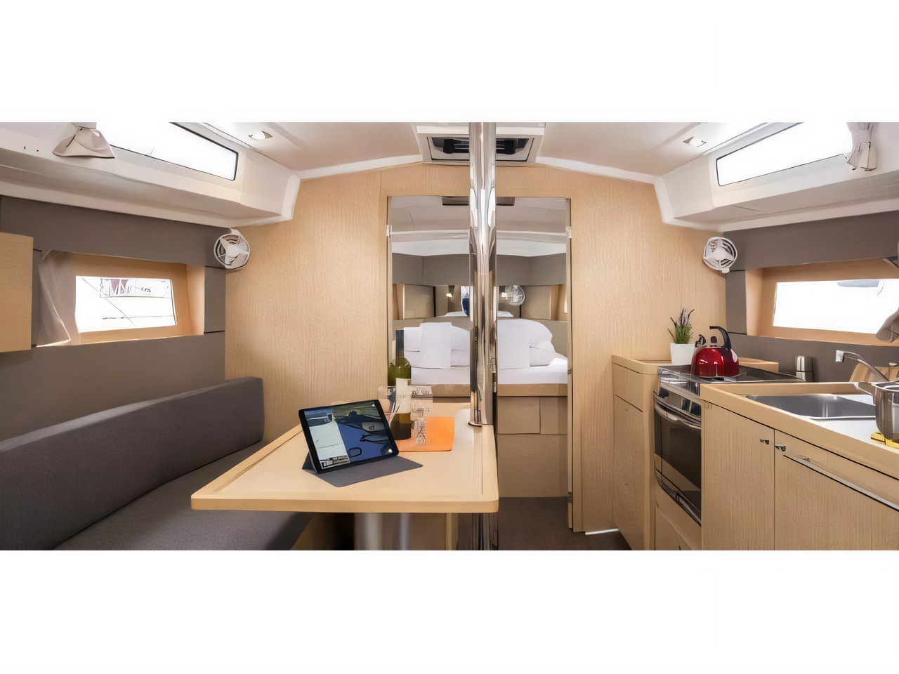 Layout of Oceanis 38.1 sail boat with 3 cabins Croatia yacht charter