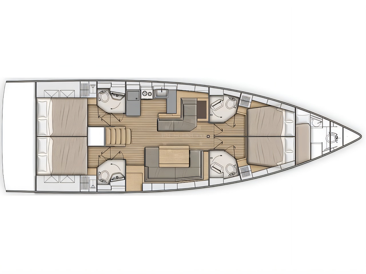 Interior of Oceanis 51.1 sail boat with 5 cabins Croatia yacht charter