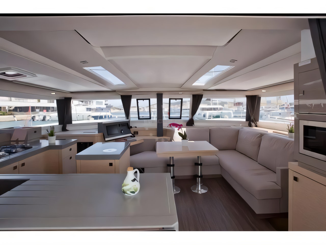Layout of Saona 47 catamaran with 6 cabins Croatia yacht charter