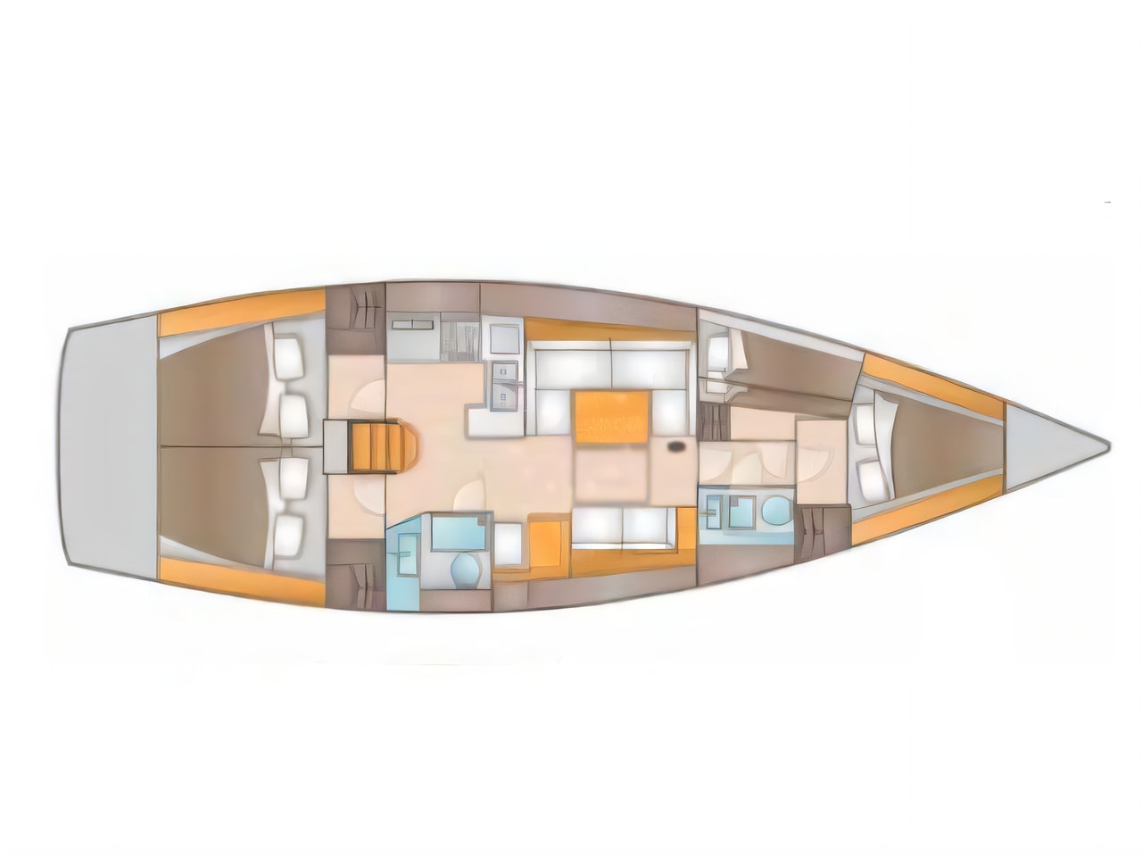 Interior of Salona 44 sail boat with 4 cabins Croatia yacht charter