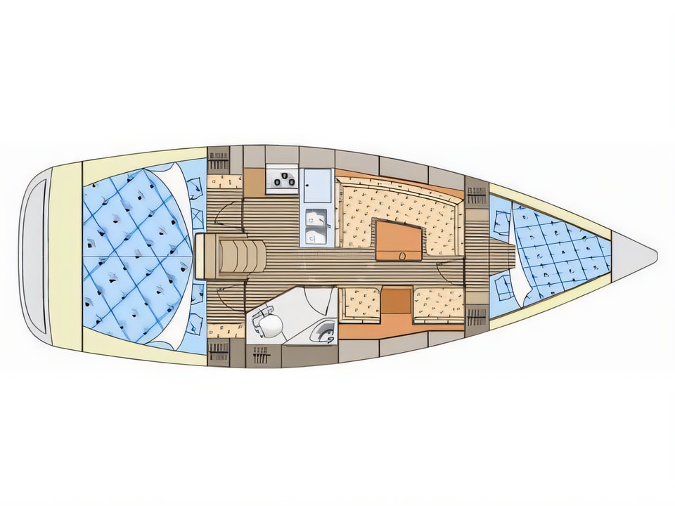 Elan 344 Impression yacht layout 3 cabins Croatia charter