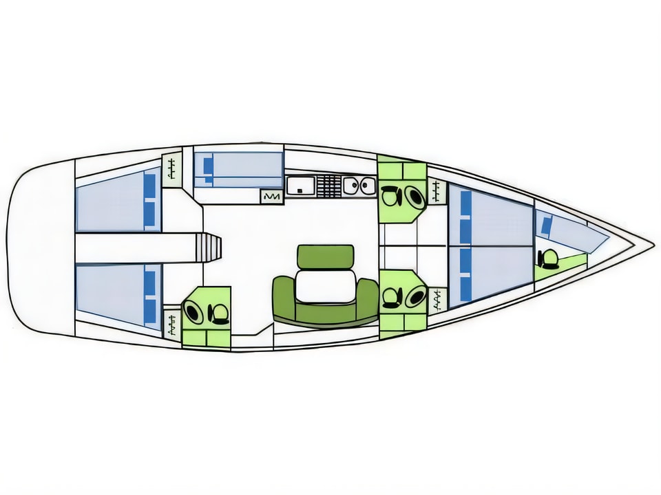 Layout of Cyclades 50.5 sail boat with 6 cabins Croatia yacht charter
