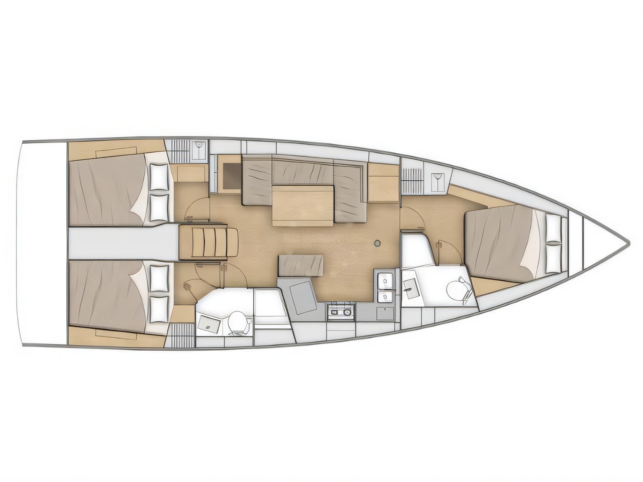 Interior of Oceanis 40.1 sail boat with 3 cabins Croatia yacht charter