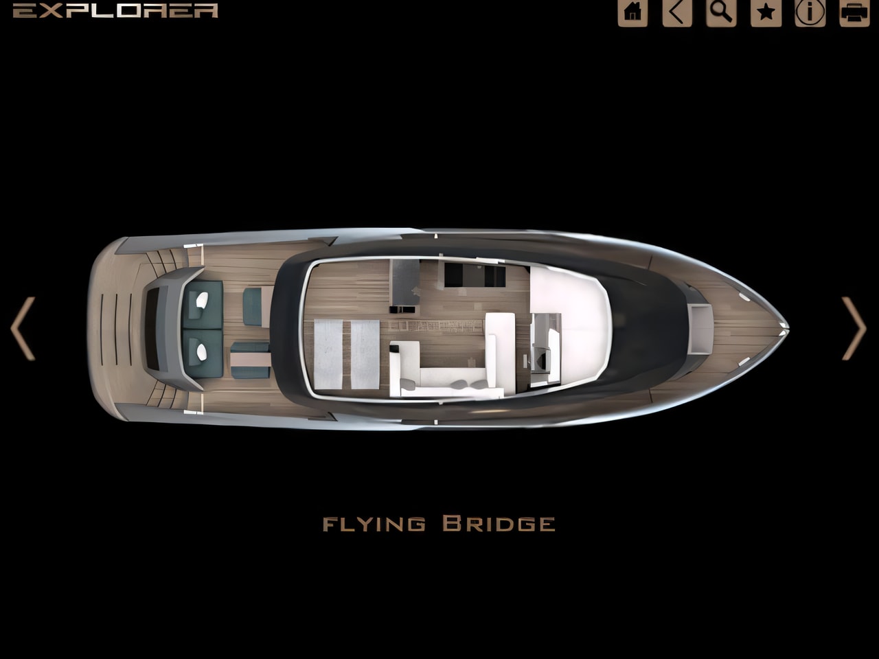 Interior of Explorer 62 Fly motor boat with 5 cabins Croatia yacht charter