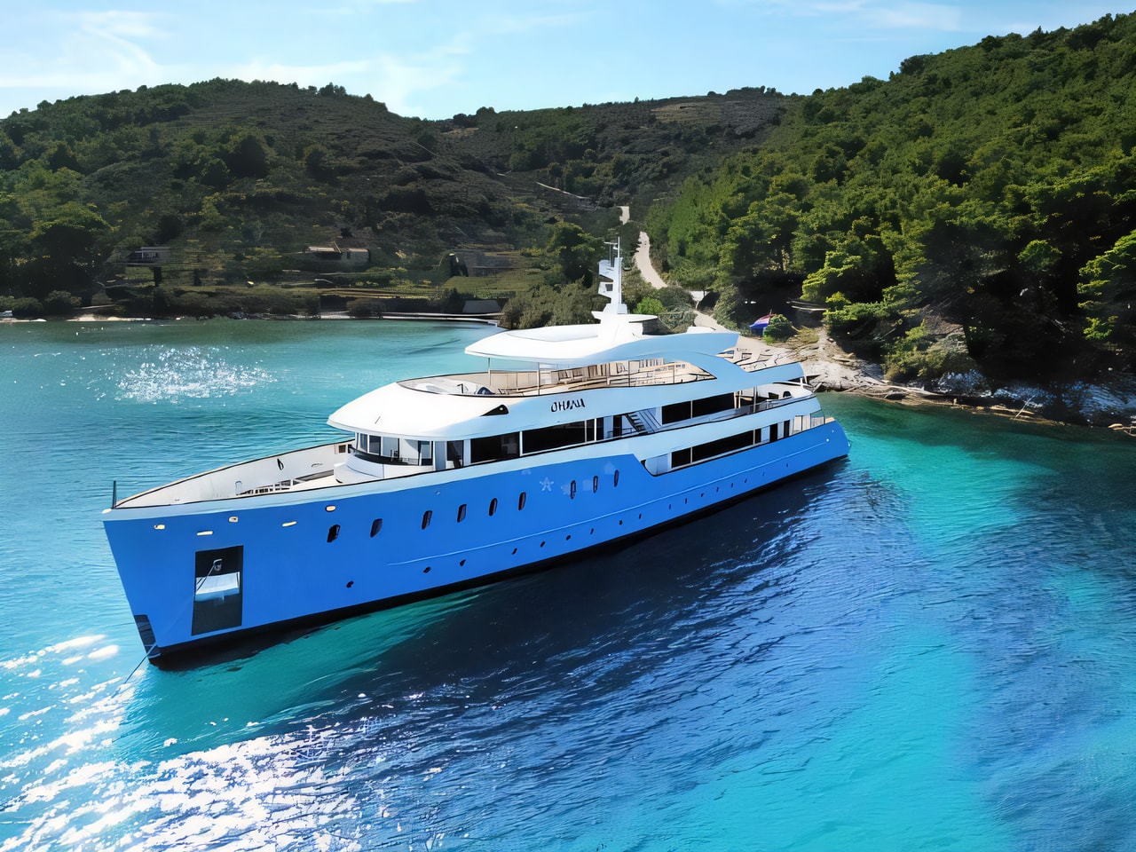 Exterior overview of Ohana motoryacht for charter from Split Port in the Split sailing area Croatia