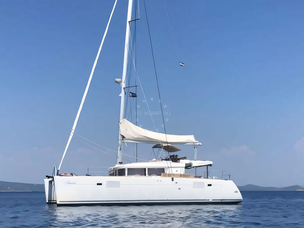 Exterior overview of Lagoon 450 catamaran for charter from Sibenik Marina Mandalina in the Sibenik sailing area Croatia