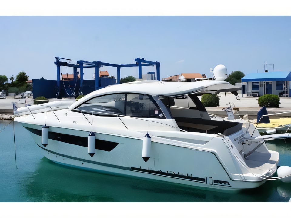 Exterior overview of Jeanneau L10-36 motor boat for charter from Sibenik Marina Mandalina in the Sibenik sailing area Croatia