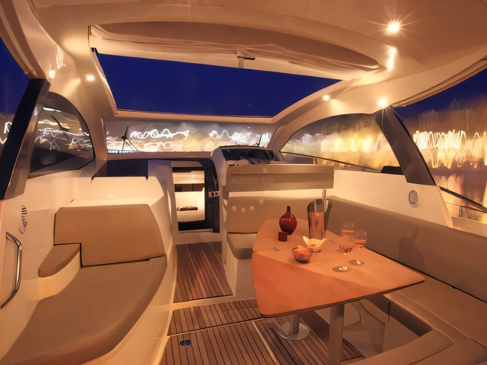 Interior of Jeanneau L10-36 motor boat with 2 cabins Croatia yacht charter