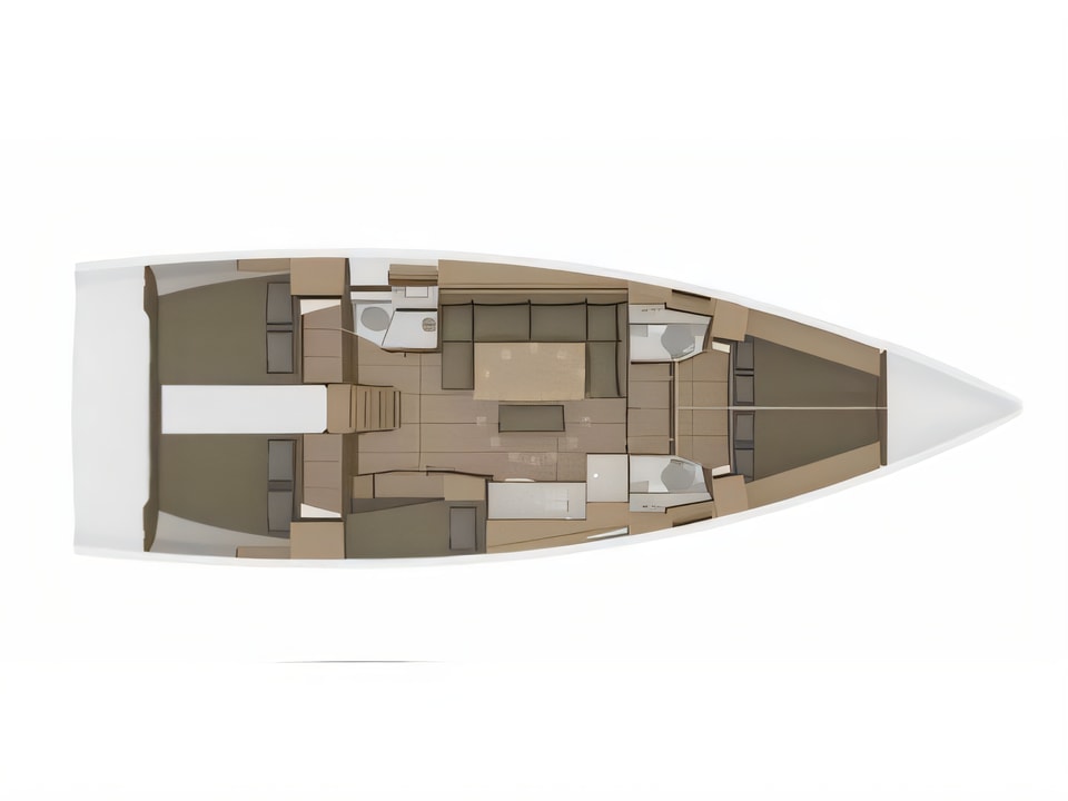 Layout of Dufour 460 Grand Large - 5 cabins sail boat with 5 cabins Croatia yacht charter