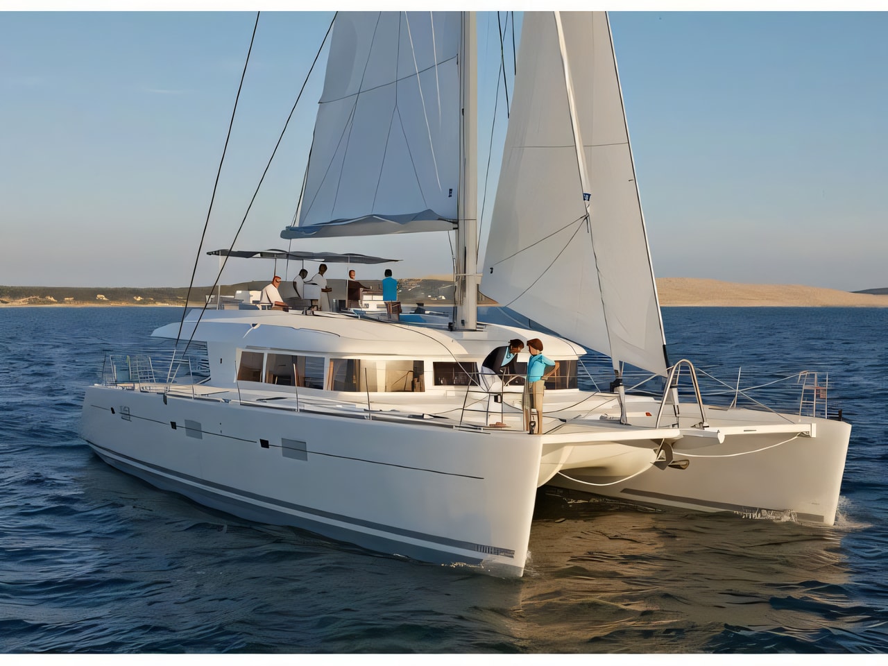 Exterior overview of Lagoon 62 - 4 cabin version catamaran for charter from Pirovac in the Sibenik sailing area Croatia