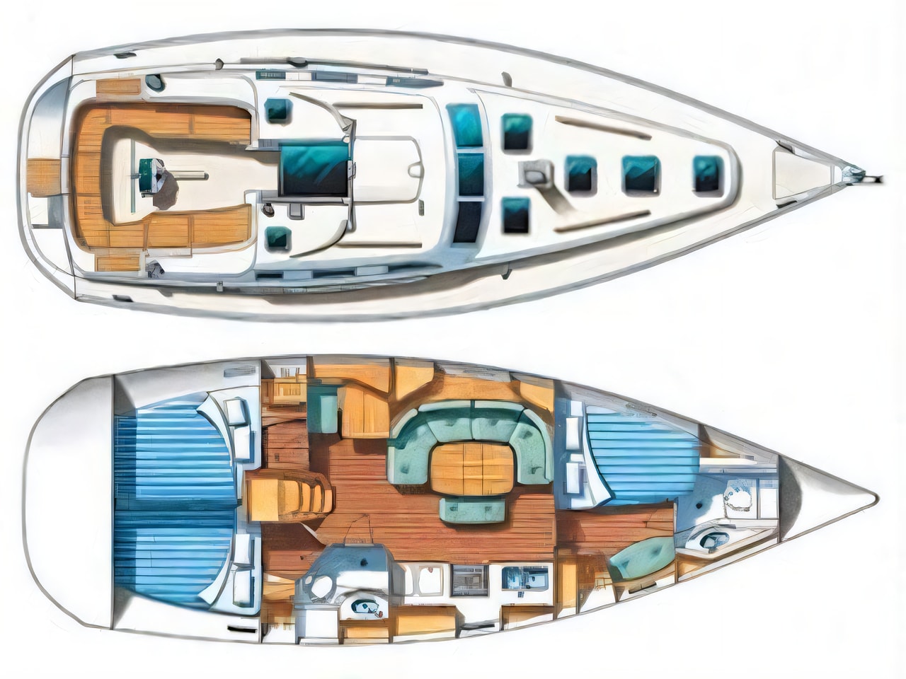 Interior of Oceanis 393 Clipper sail boat with 3 cabins Croatia yacht charter