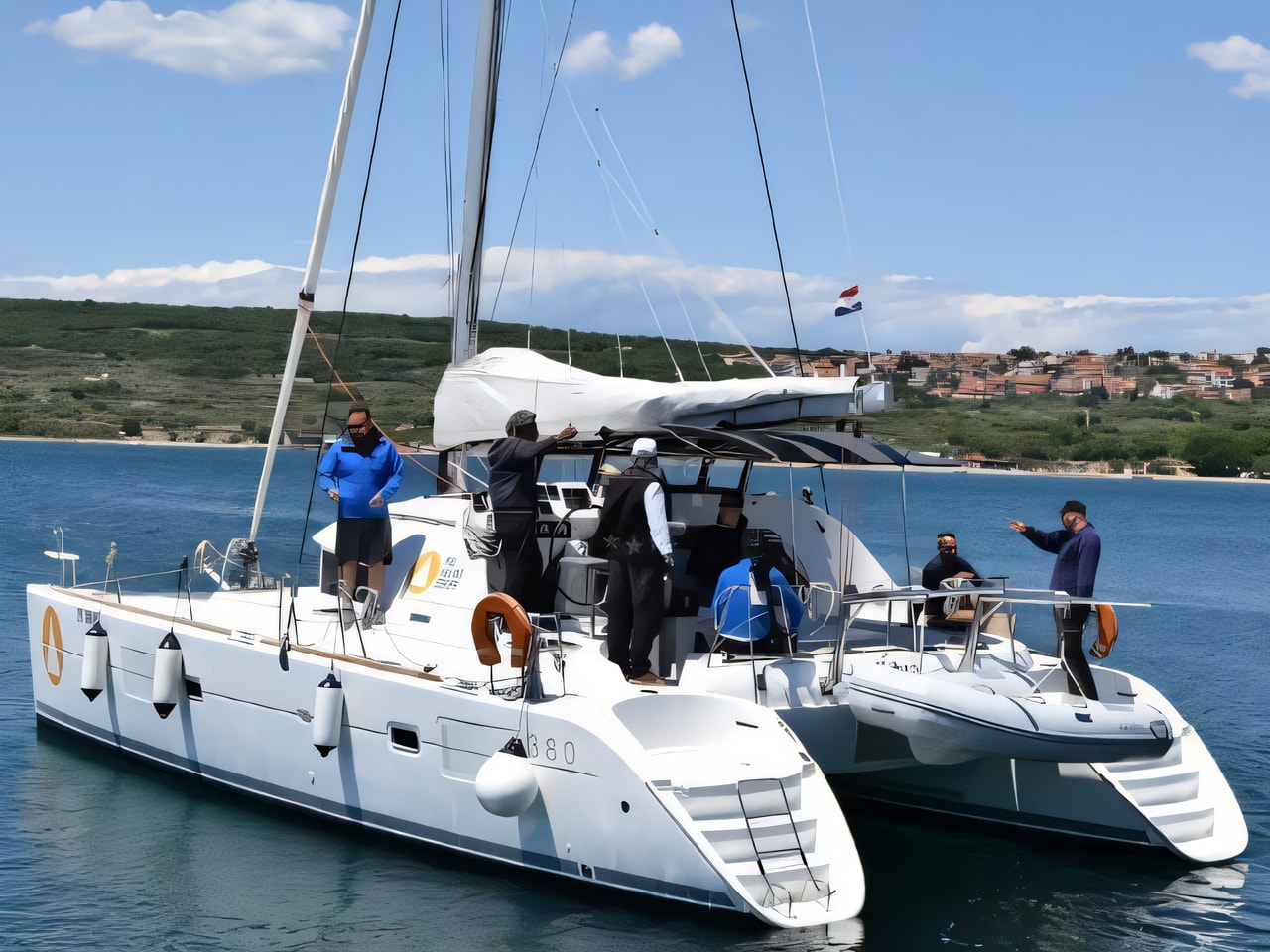 Exterior overview of Lagoon 380 catamaran for charter from Krk Punat port in the Istria / Kvarner sailing area Croatia