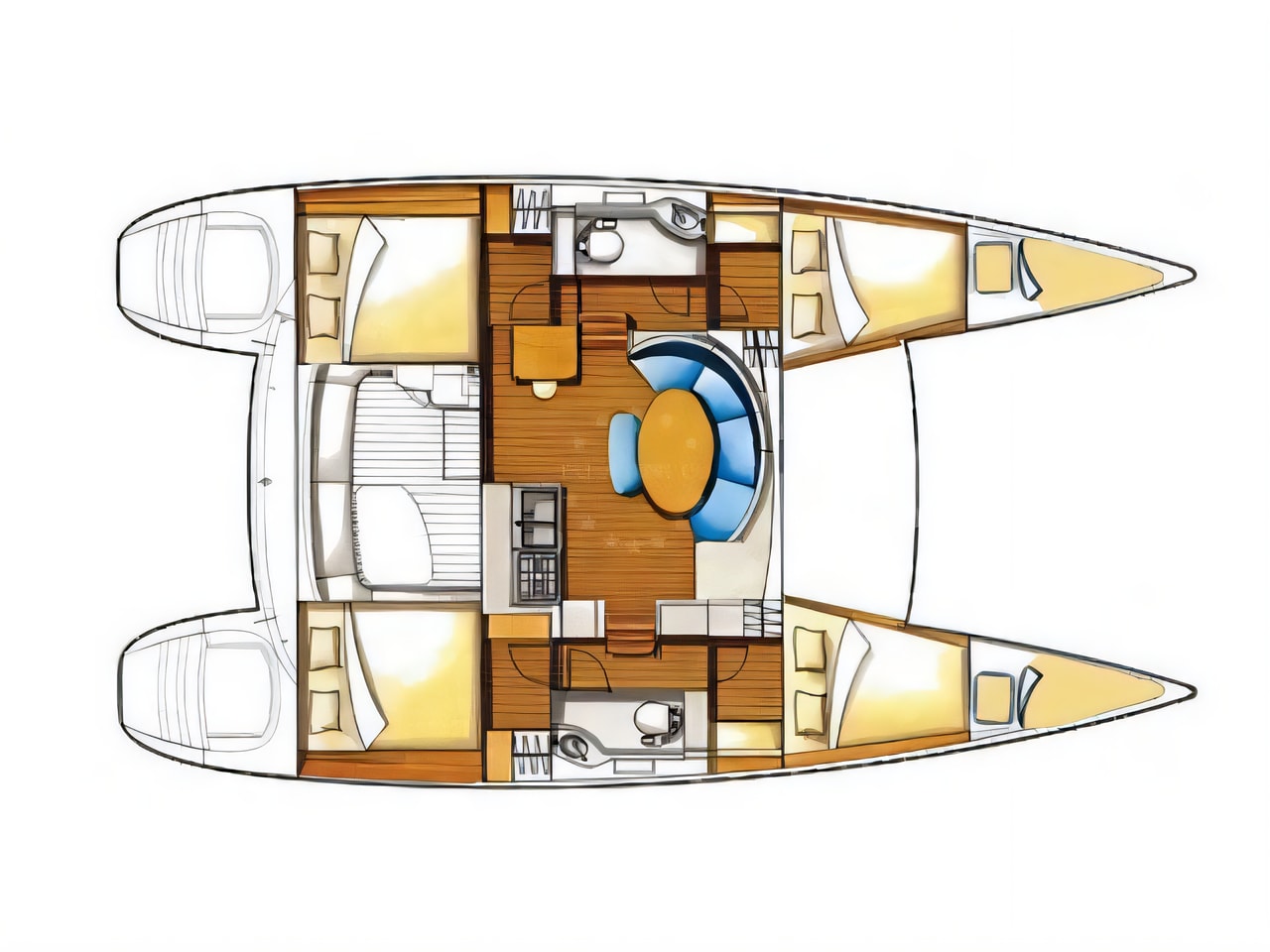 Interior of Lagoon 380 catamaran with 6 cabins Croatia yacht charter