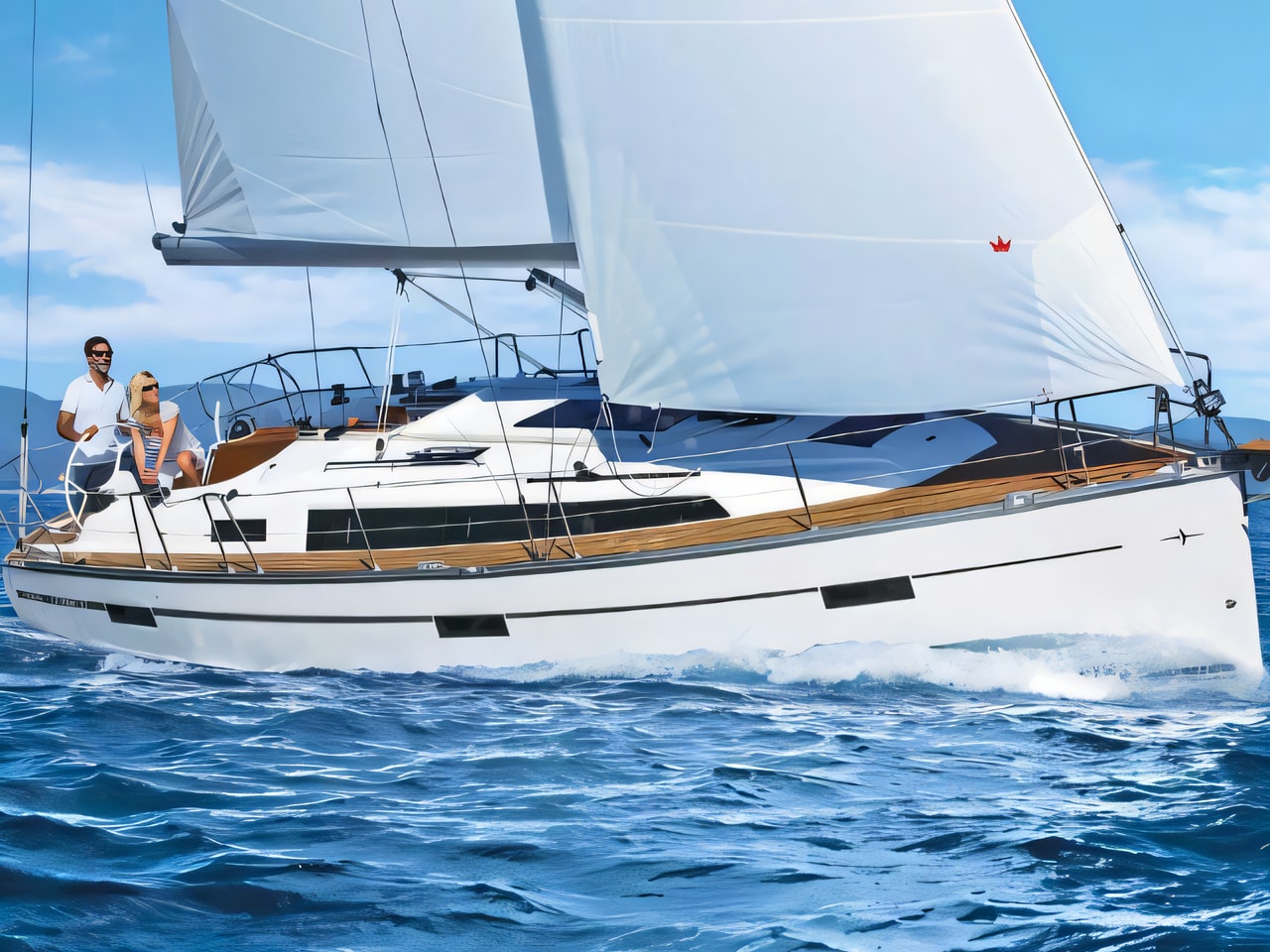 Exterior overview of Bavaria Cruiser 37 R sail boat for charter from Zaton Sibenski in the Sibenik sailing area Croatia