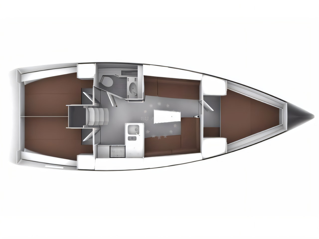 Interior of Bavaria Cruiser 37 R sail boat with 3 cabins Croatia yacht charter