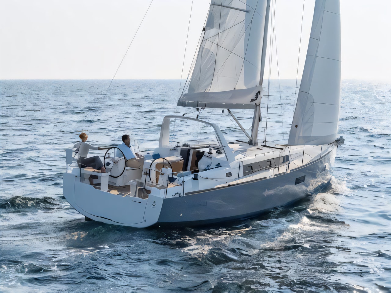 Exterior overview of Oceanis 38 sail boat for charter from Seget Donji Marina Baotic in the Split sailing area Croatia