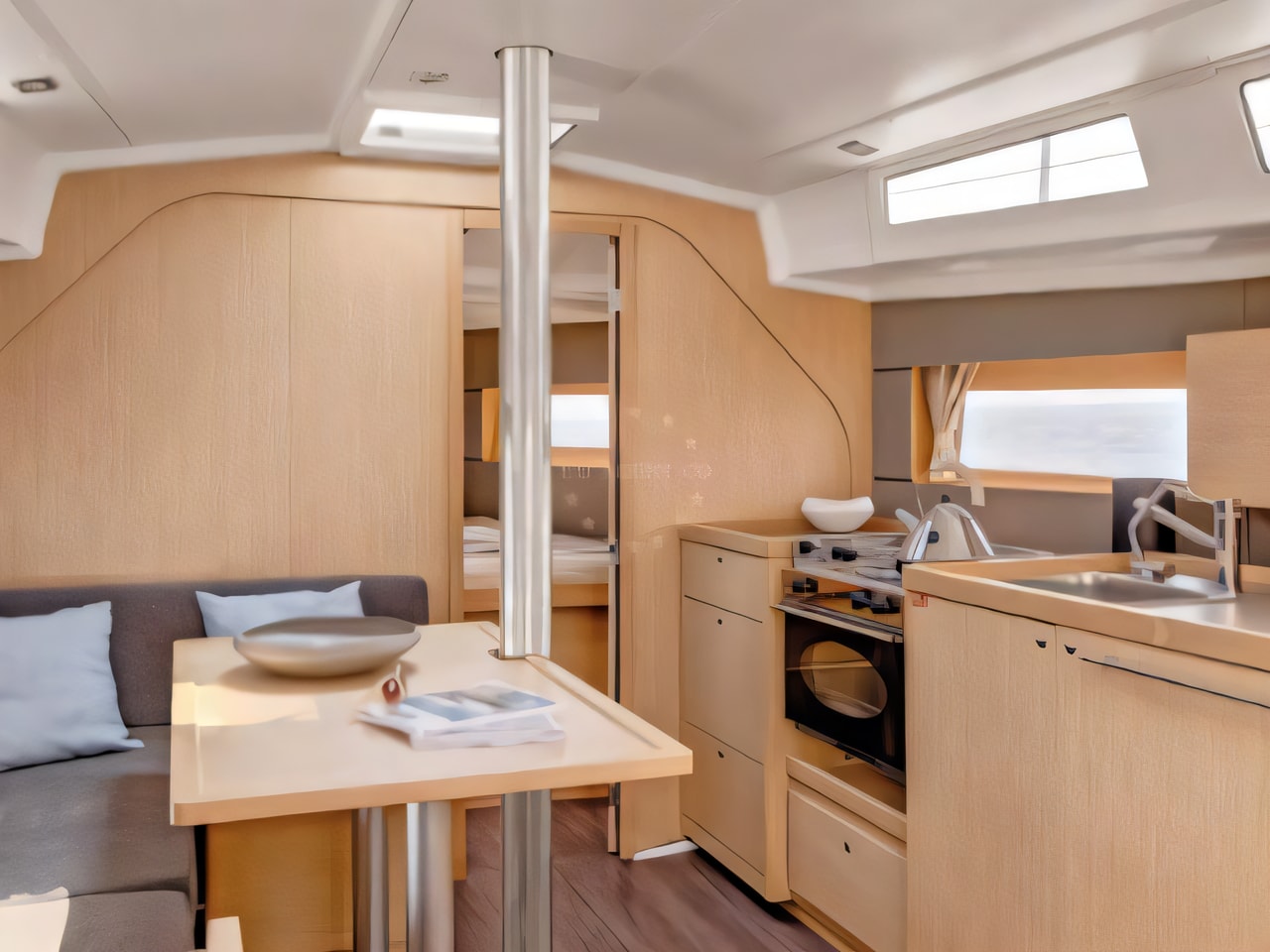 Layout of Oceanis 38 sail boat with 3 cabins Croatia yacht charter