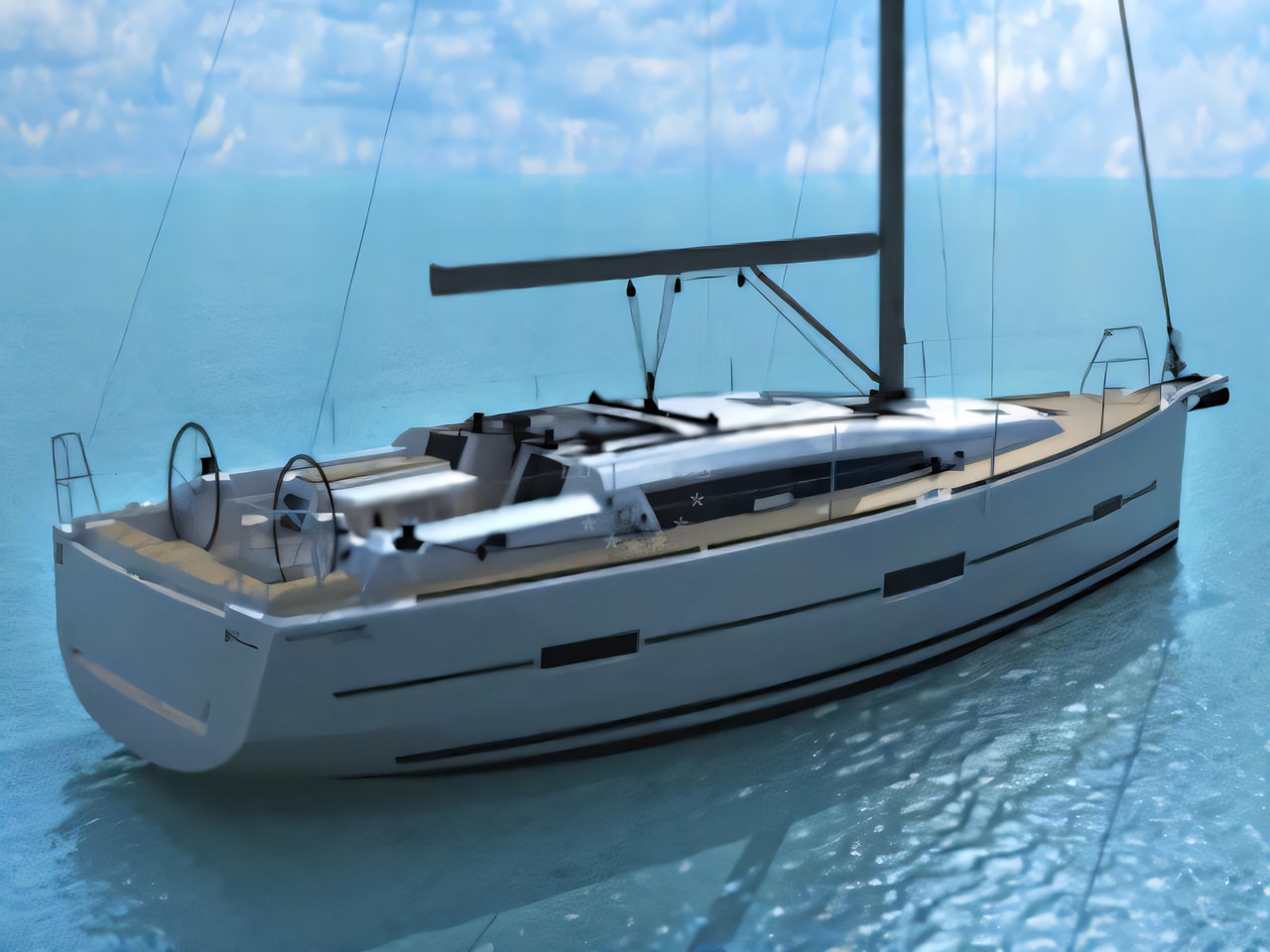 Exterior overview of Dufour 412 Grand Large sail boat for charter from Seget Donji Marina Baotic in the Split sailing area Croatia