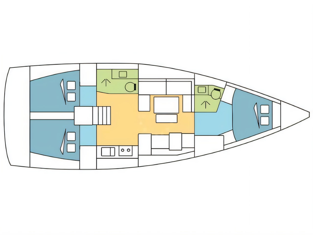 Interior of Dufour 412 Grand Large sail boat with 3 cabins Croatia yacht charter