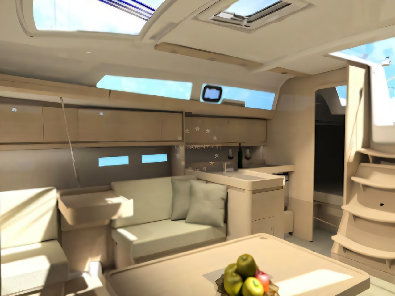 Layout of Dufour 412 Grand Large sail boat with 3 cabins Croatia yacht charter