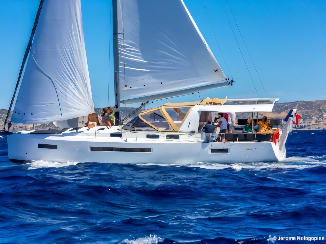 Exterior overview of Sun Loft 47 sail boat for charter from Seget Donji Marina Baotic in the Split sailing area Croatia