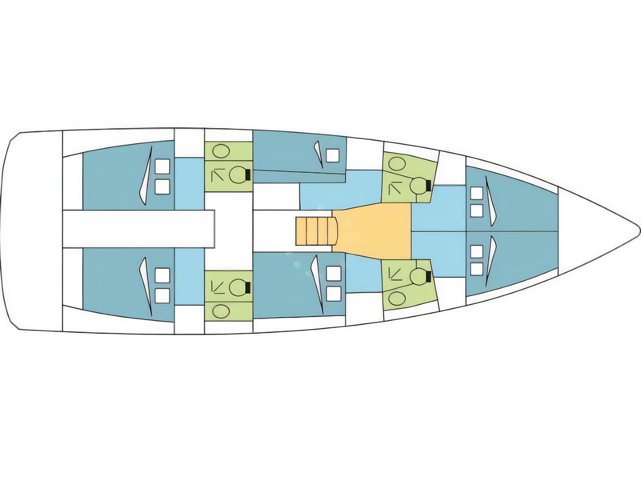 Interior of Sun Loft 47 sail boat with 6 cabins Croatia yacht charter