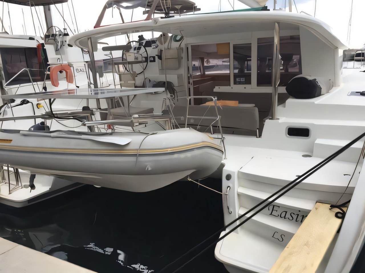 Exterior overview of Lagoon 400 S2 catamaran for charter from Seget Donji Marina Baotic in the Split sailing area Croatia