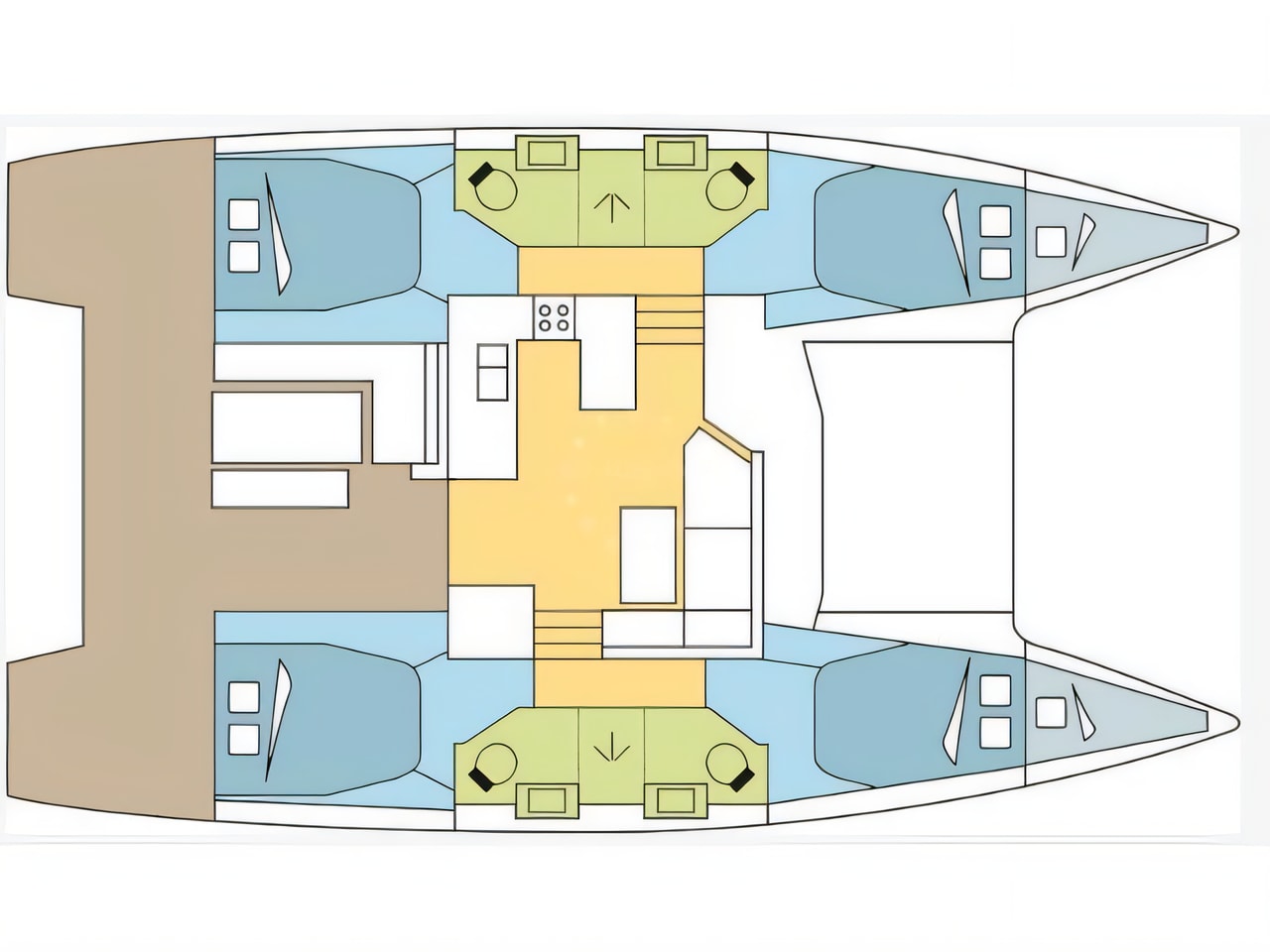 Interior of Astrea 42 catamaran with 4 cabins Croatia yacht charter