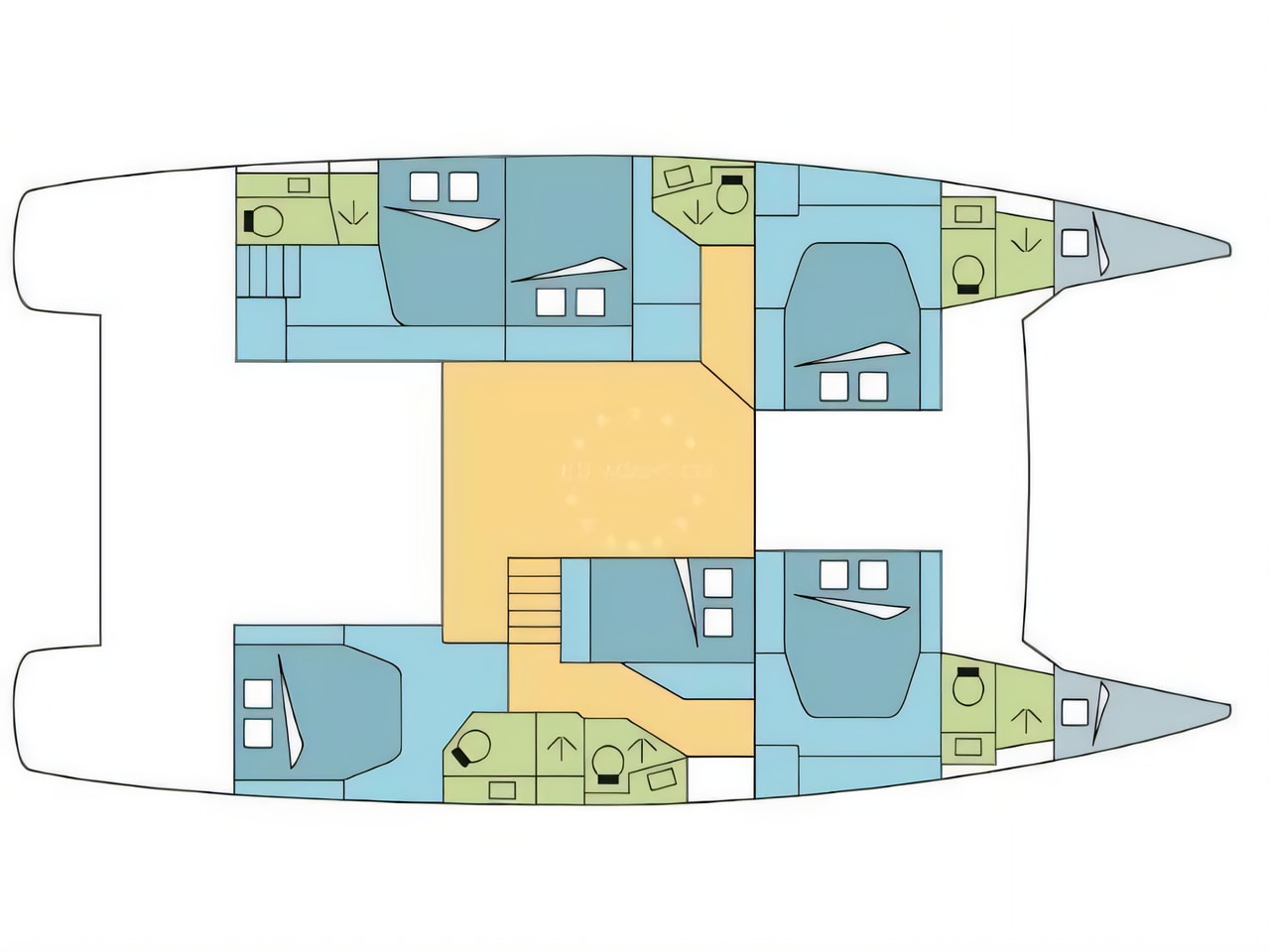 Interior of Saba 50 catamaran with 7 cabins Croatia yacht charter