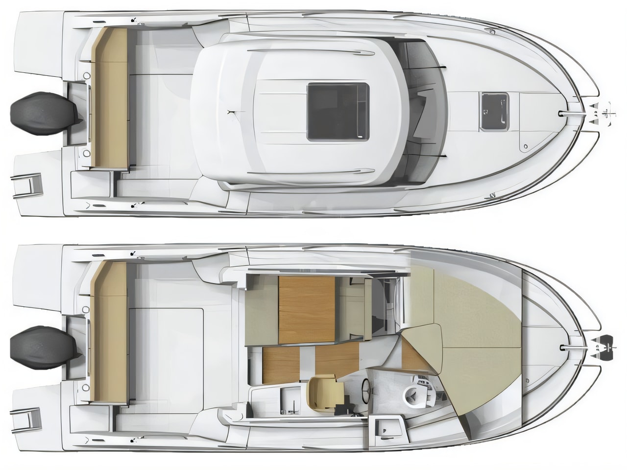 Interior of Antares 8 OB motor boat with 1 cabins Croatia yacht charter