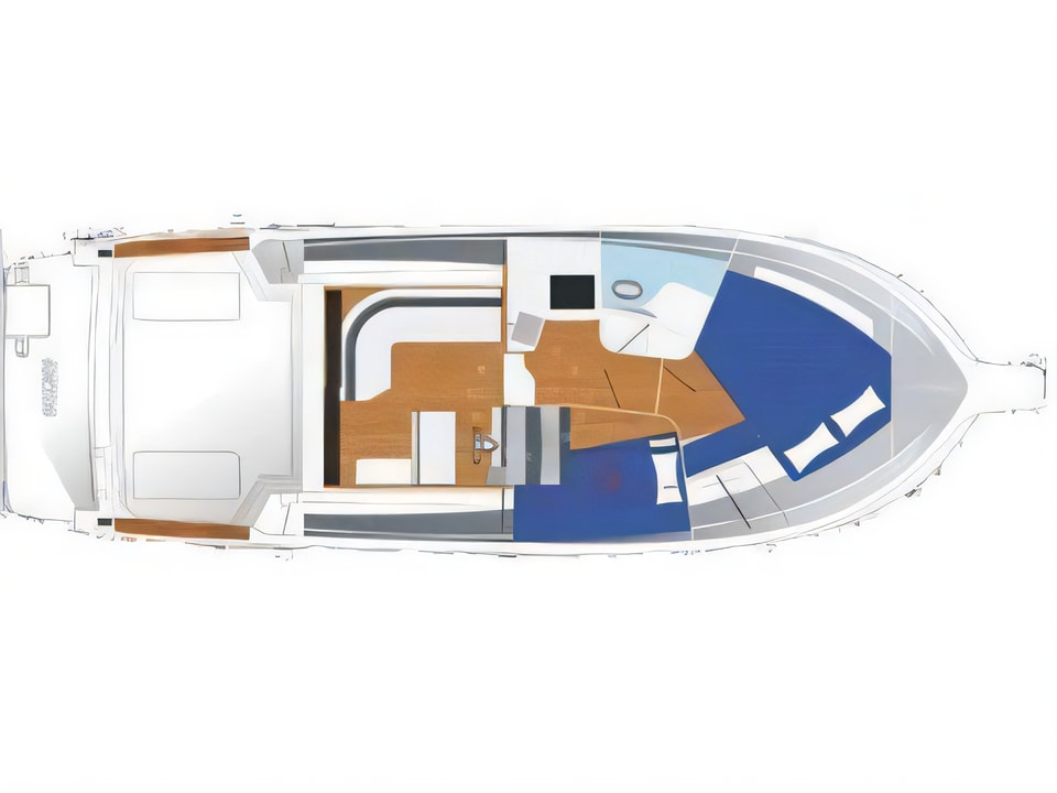 Layout of Faeton Moraga 1040 Hard Top motor boat with 2 cabins Croatia yacht charter