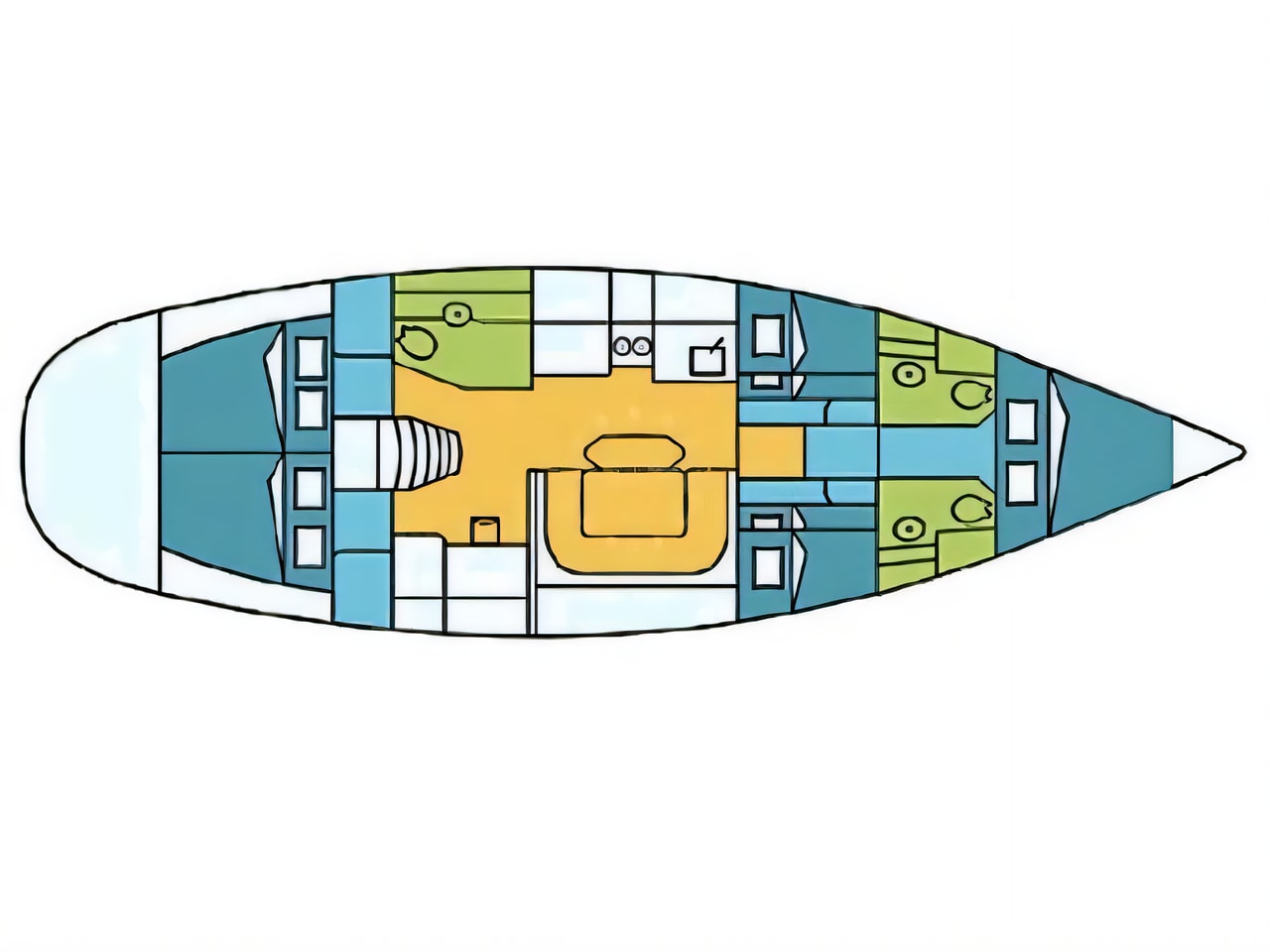 Interior of Harmony 52 sail boat with 5 cabins Croatia yacht charter