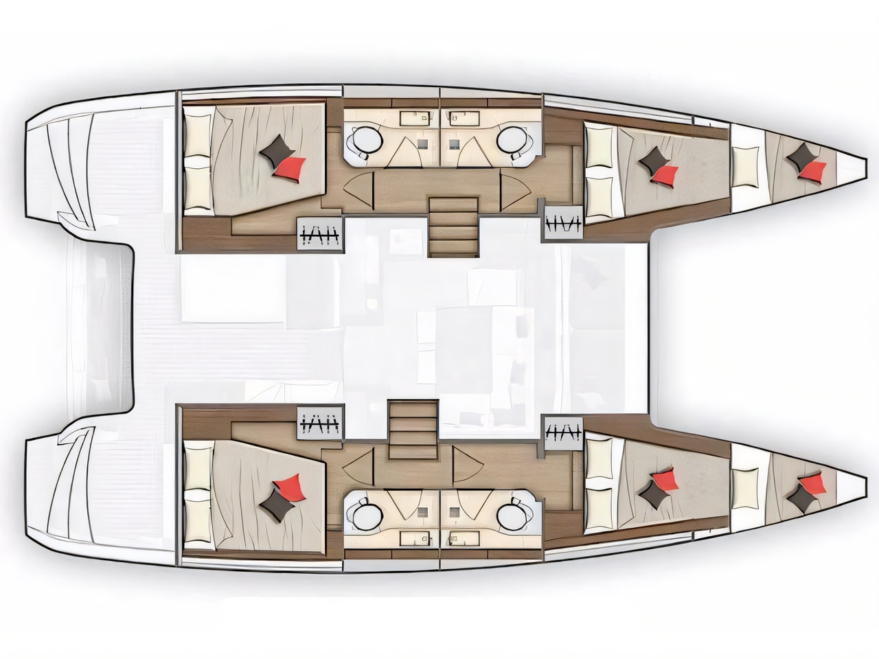 Interior of Lagoon 40 catamaran with 6 cabins Croatia yacht charter