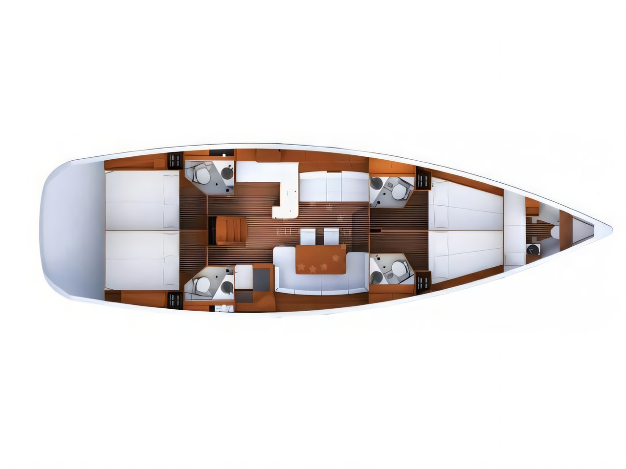 Interior of Jeanneau 53 sail boat with 5 cabins Croatia yacht charter