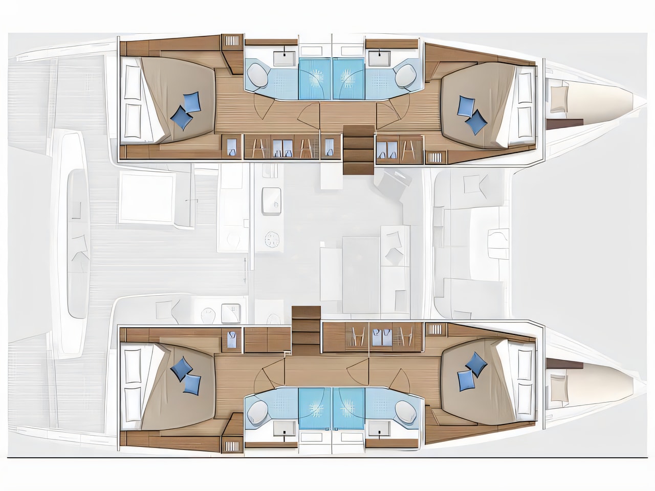 Interior of Lagoon 46 catamaran with 6 cabins Croatia yacht charter