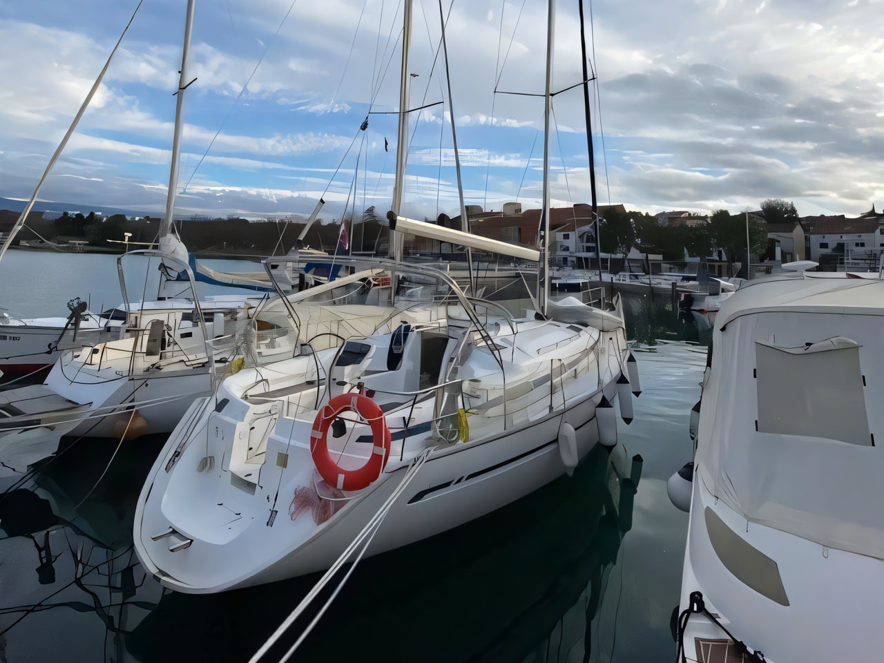 Exterior overview of Bavaria 41 sail boat for charter from Kastela Gomilica Marina in the Split sailing area Croatia