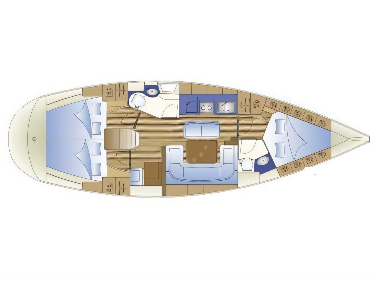 Interior of Bavaria 41 sail boat with 3 cabins Croatia yacht charter