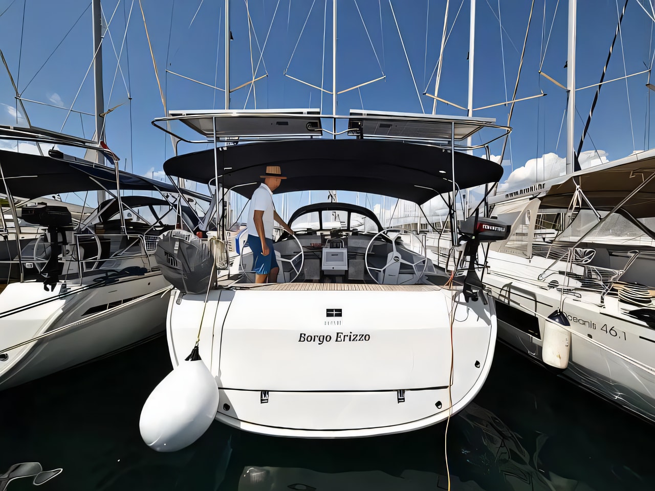 Exterior overview of Bavaria Cruiser 46 sail boat for charter from Sukosan Marina Dalmacija in the Zadar sailing area Croatia