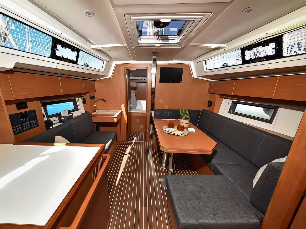 Layout of Bavaria C38 sail boat with 3 cabins Croatia yacht charter
