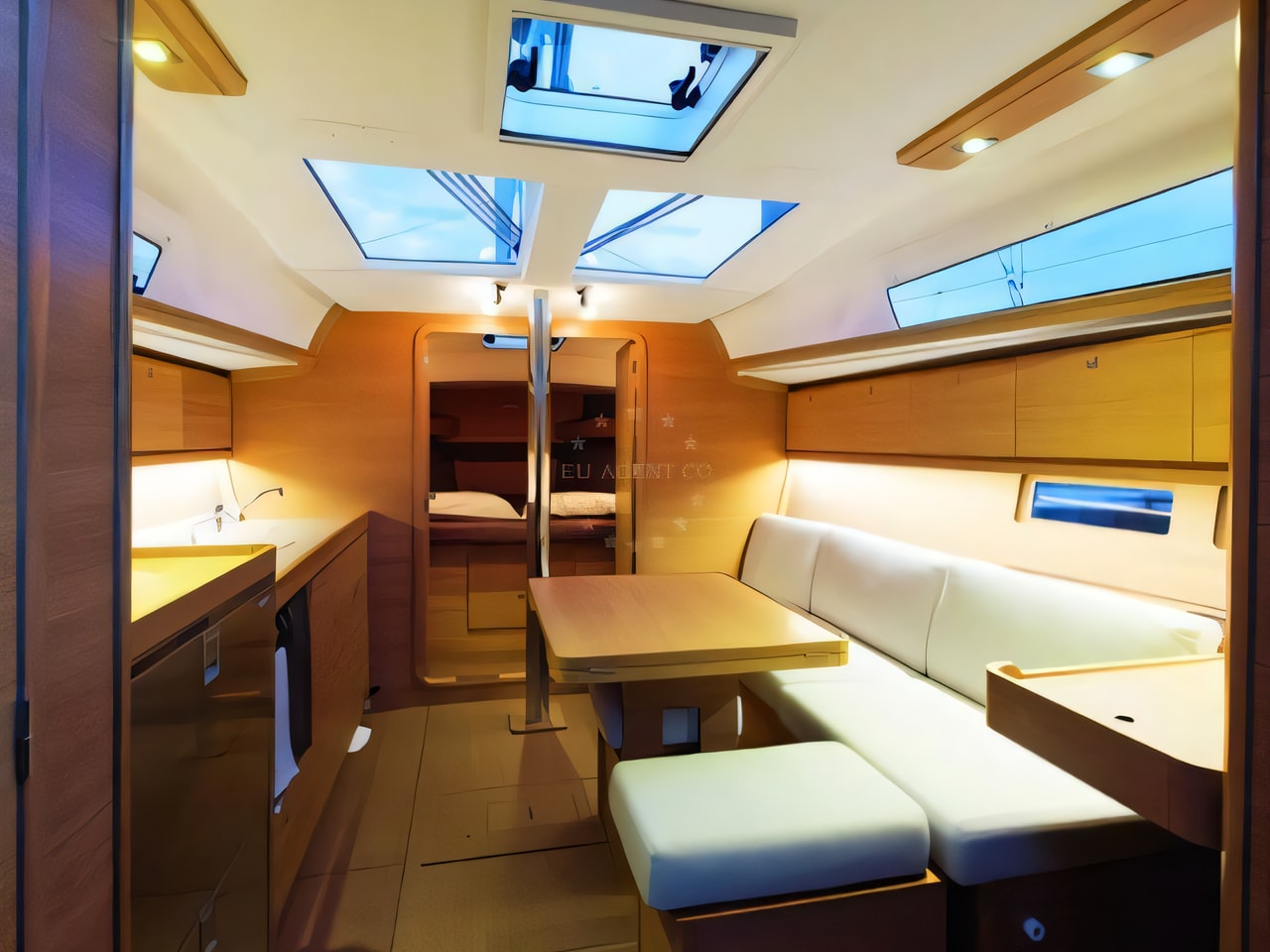 Layout of Dufour 382 Grand Large Liberty sail boat with 3 cabins Croatia yacht charter