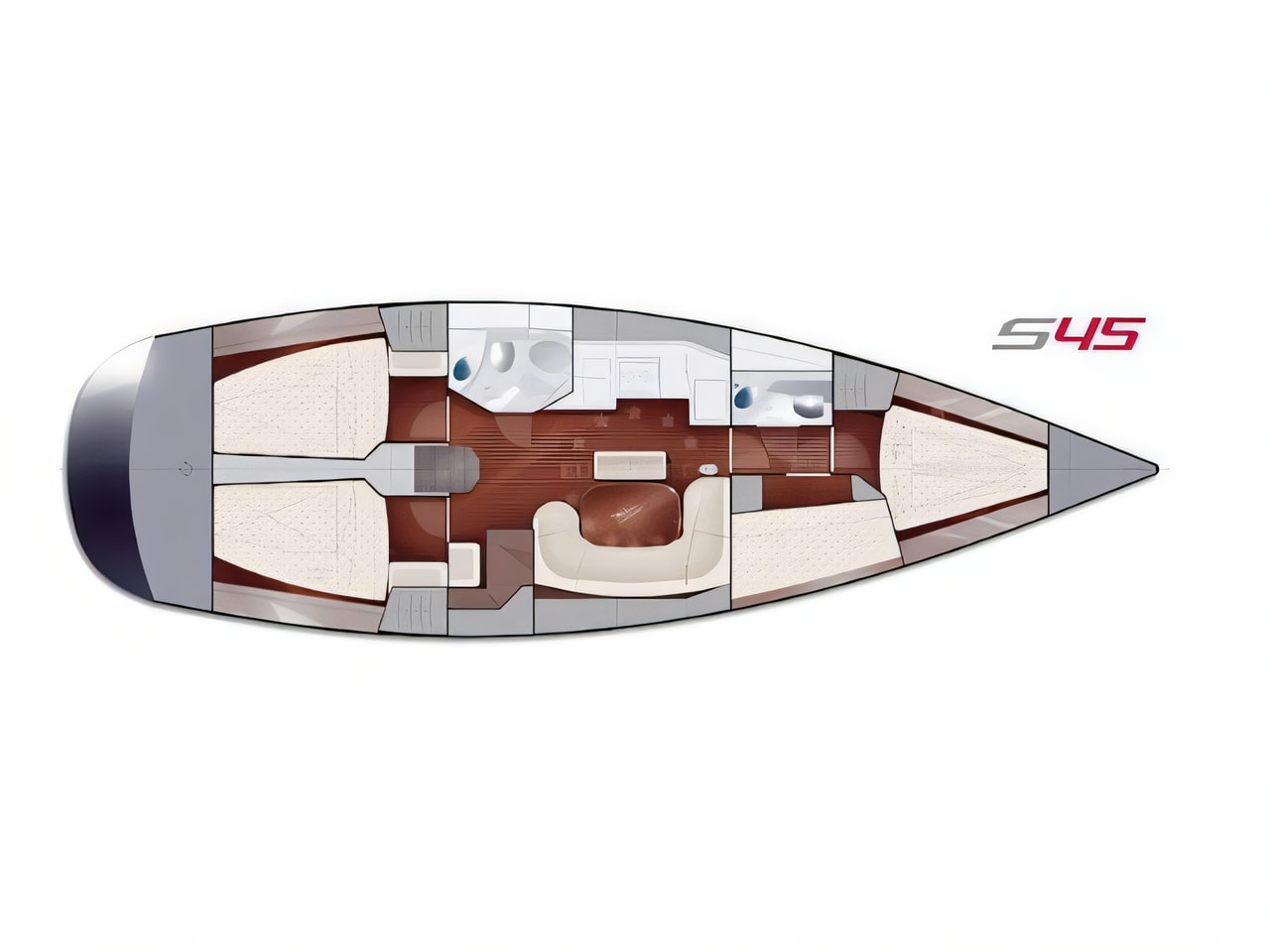 Interior of Salona 45 sail boat with 4 cabins Croatia yacht charter
