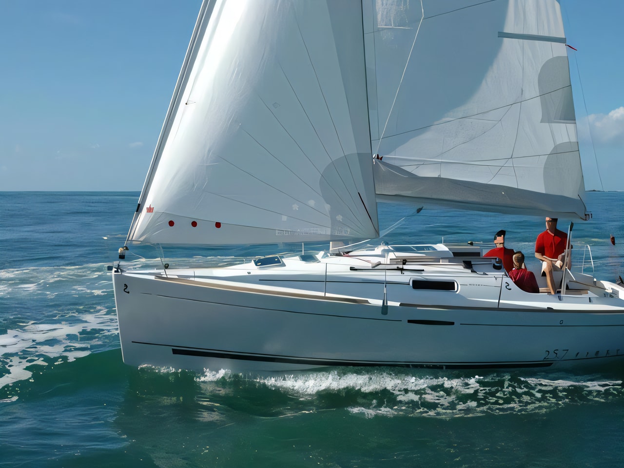 Exterior overview of First 25.7 sail boat for charter from Krk Punat port in the Istria / Kvarner sailing area Croatia