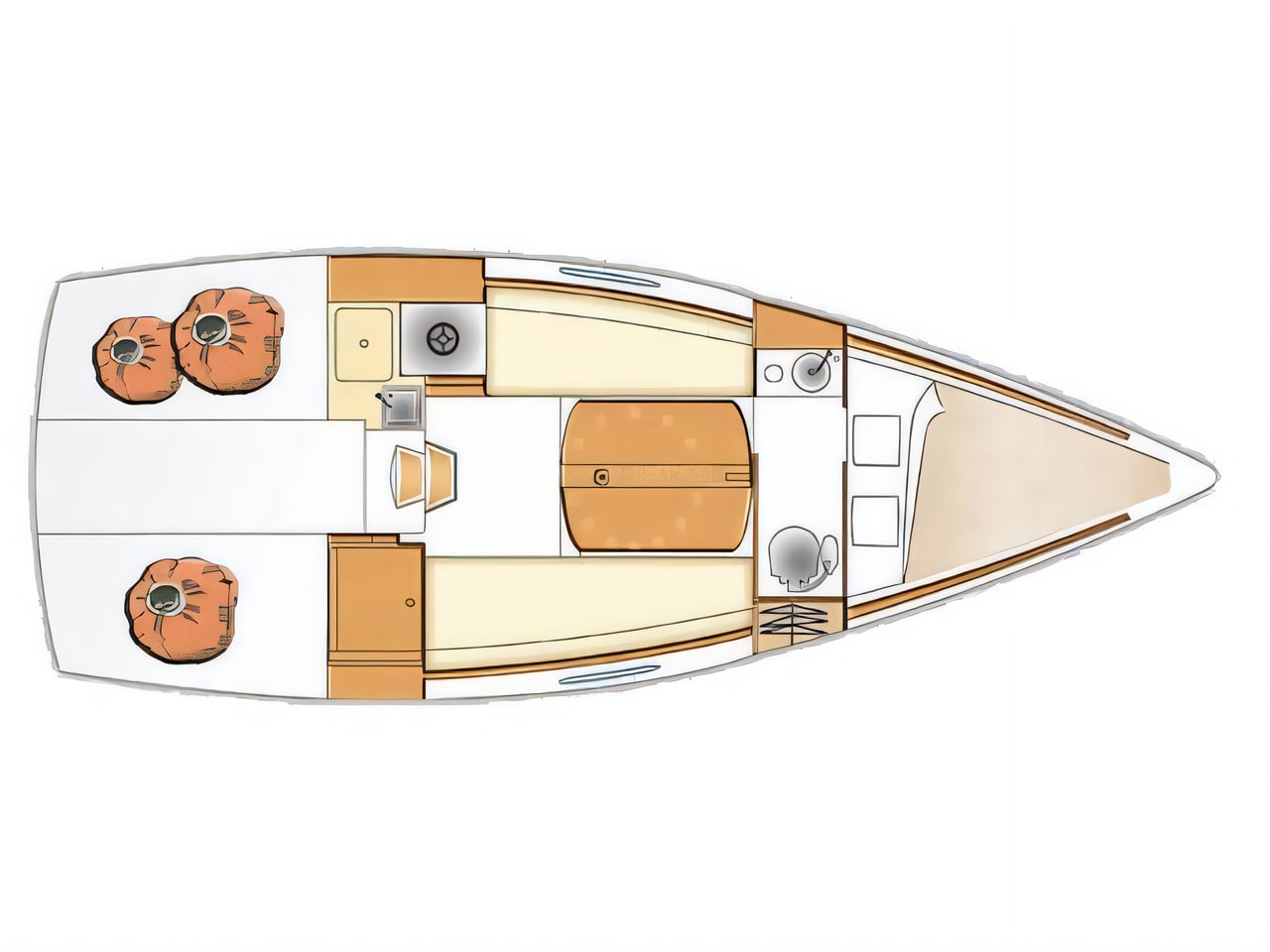 Interior of First 25.7 sail boat with 1 cabins Croatia yacht charter