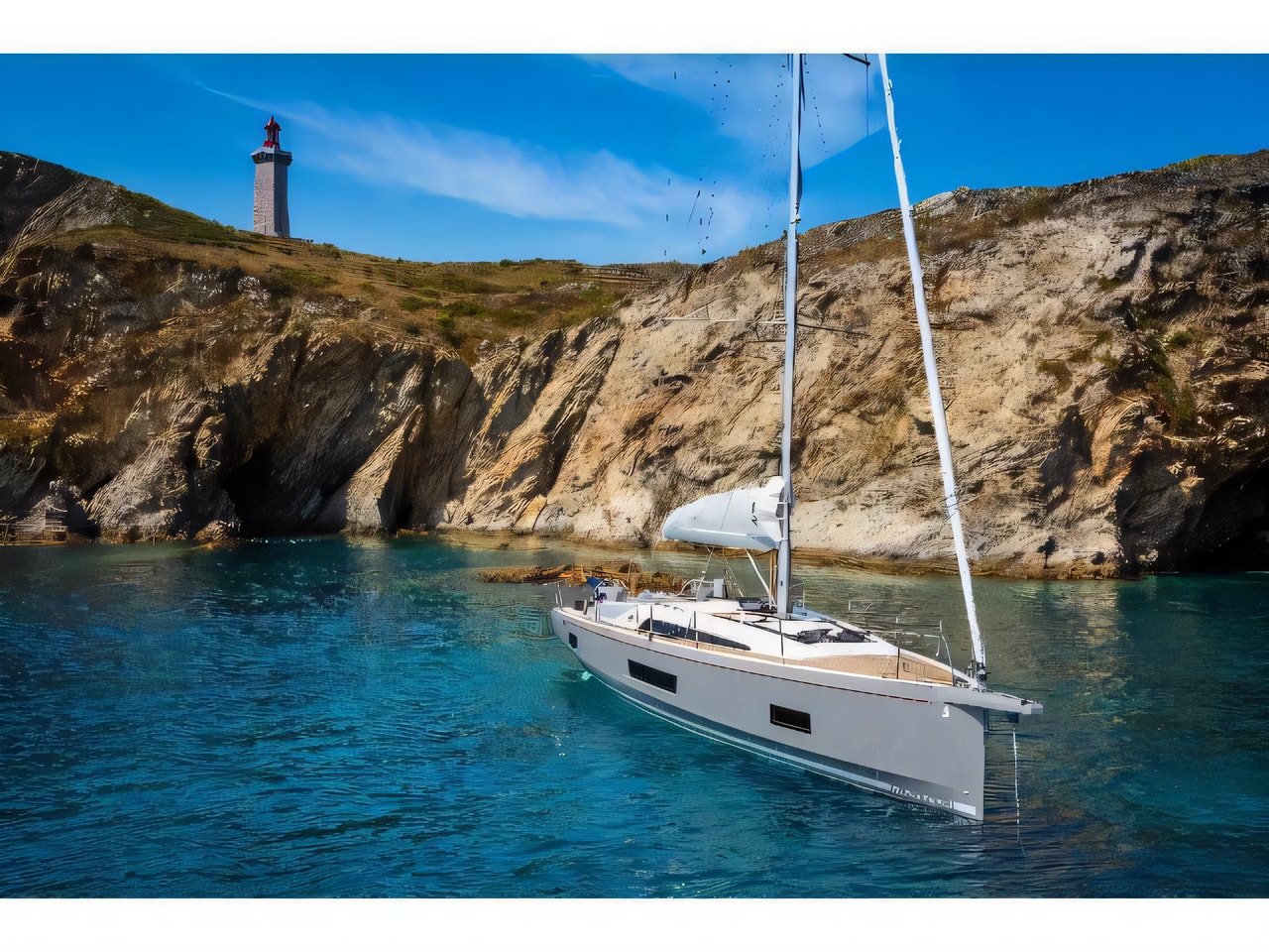 Exterior overview of Oceanis 46.1 sail boat for charter from Krk Marina Punat in the Istria / Kvarner sailing area Croatia