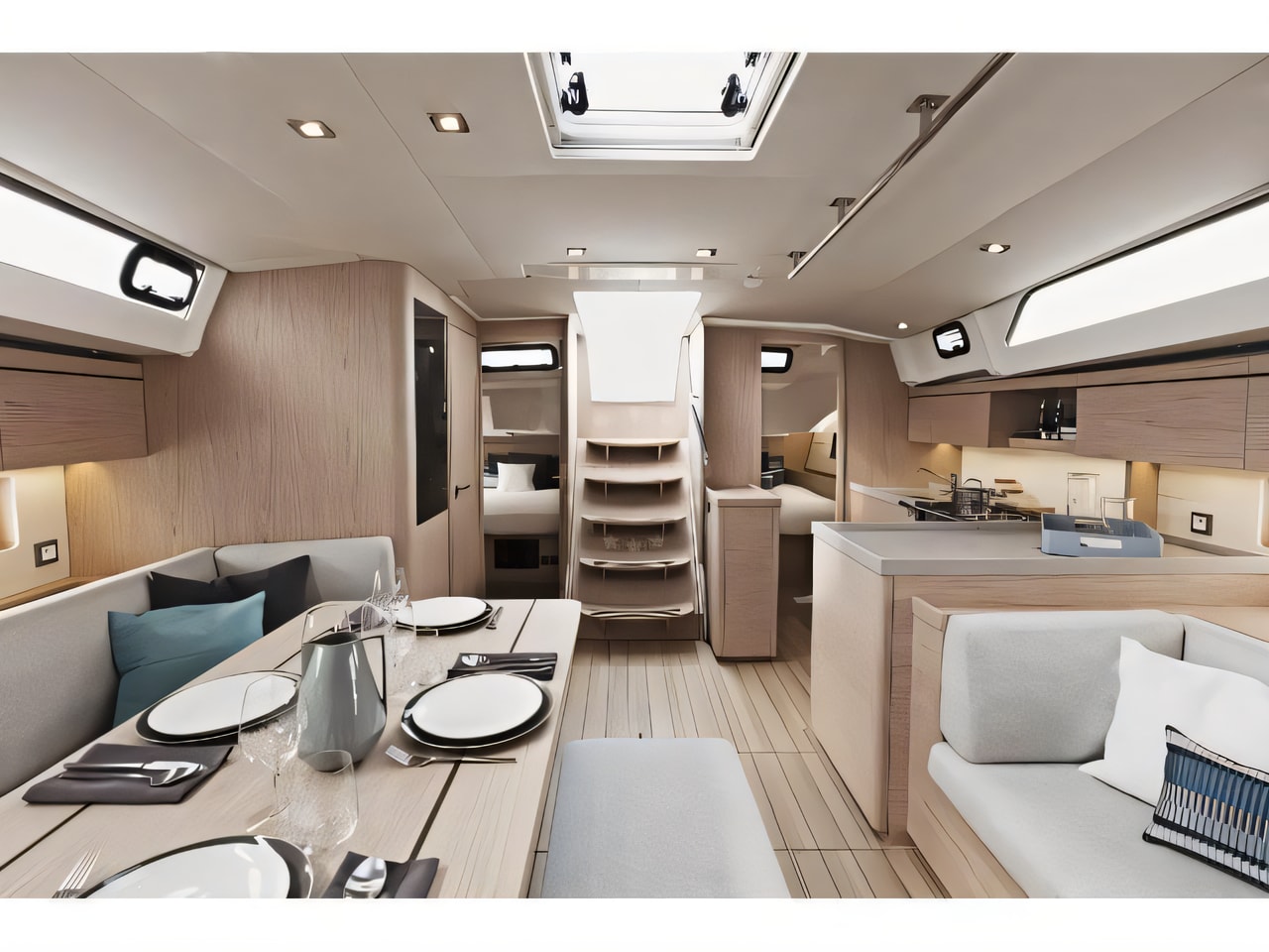 Layout of Oceanis 46.1 sail boat with 4 cabins Croatia yacht charter