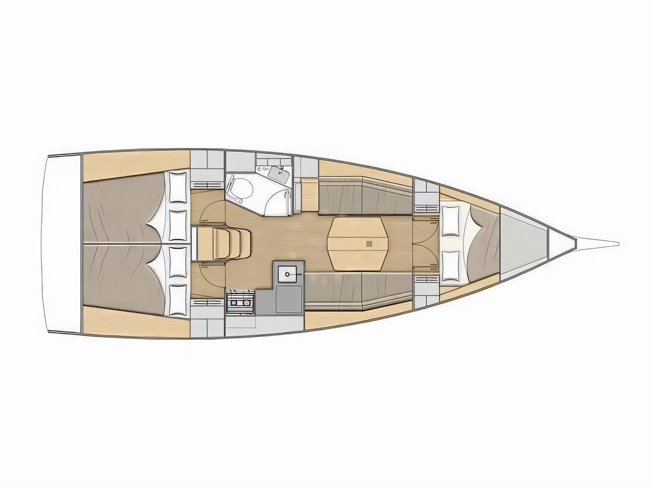 Interior of Oceanis 34.1 sail boat with 3 cabins Croatia yacht charter
