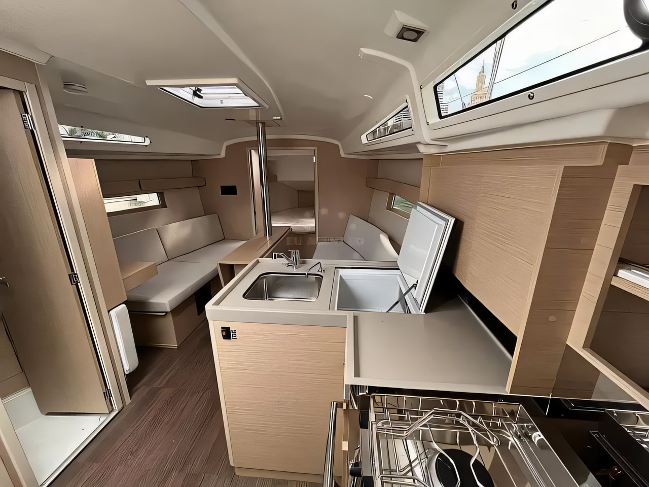 Layout of Oceanis 34.1 sail boat with 3 cabins Croatia yacht charter