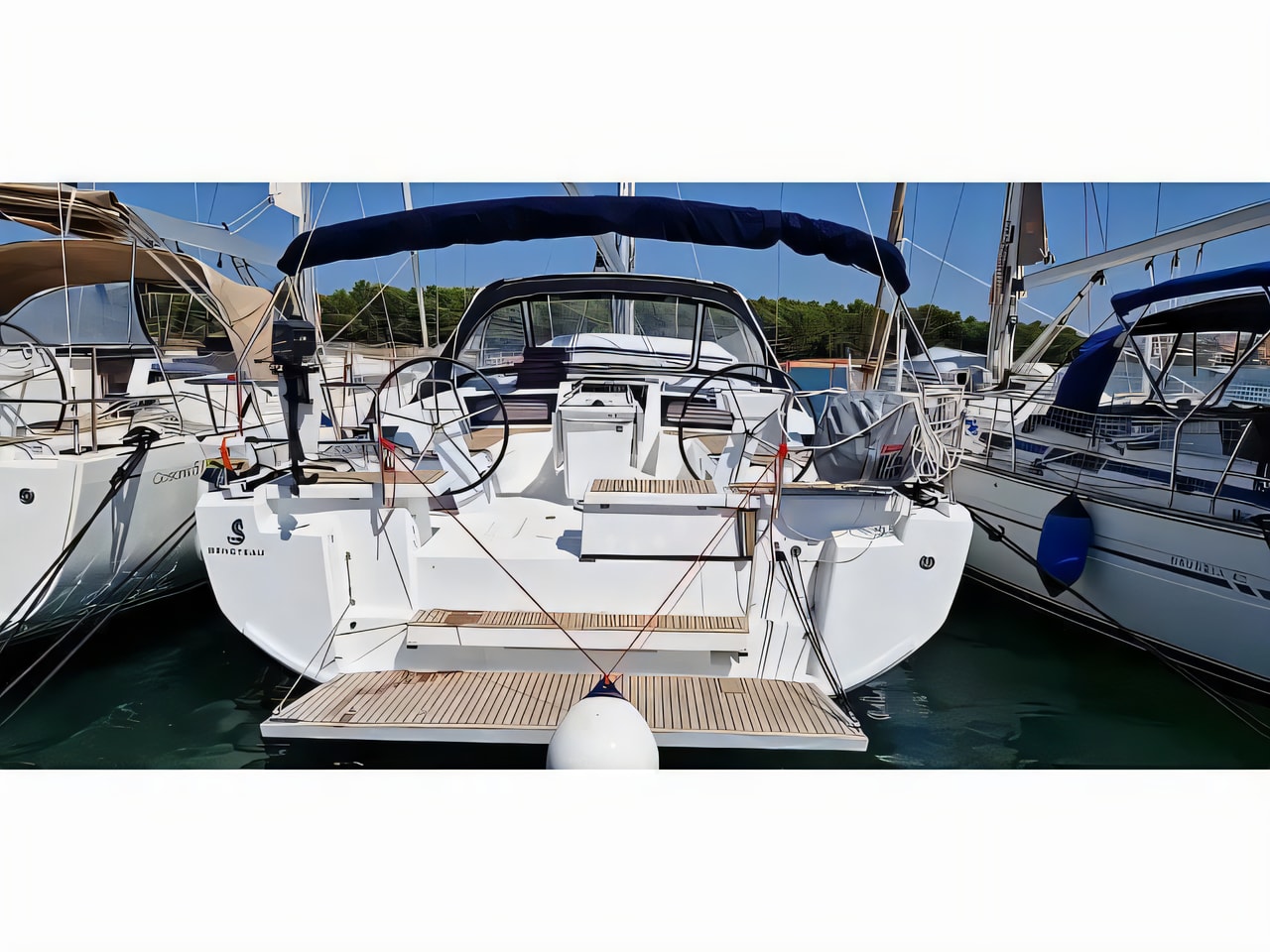 Exterior overview of Oceanis 46.1 sail boat for charter from Dubrovnik ACI Marina in the Dubrovnik sailing area Croatia