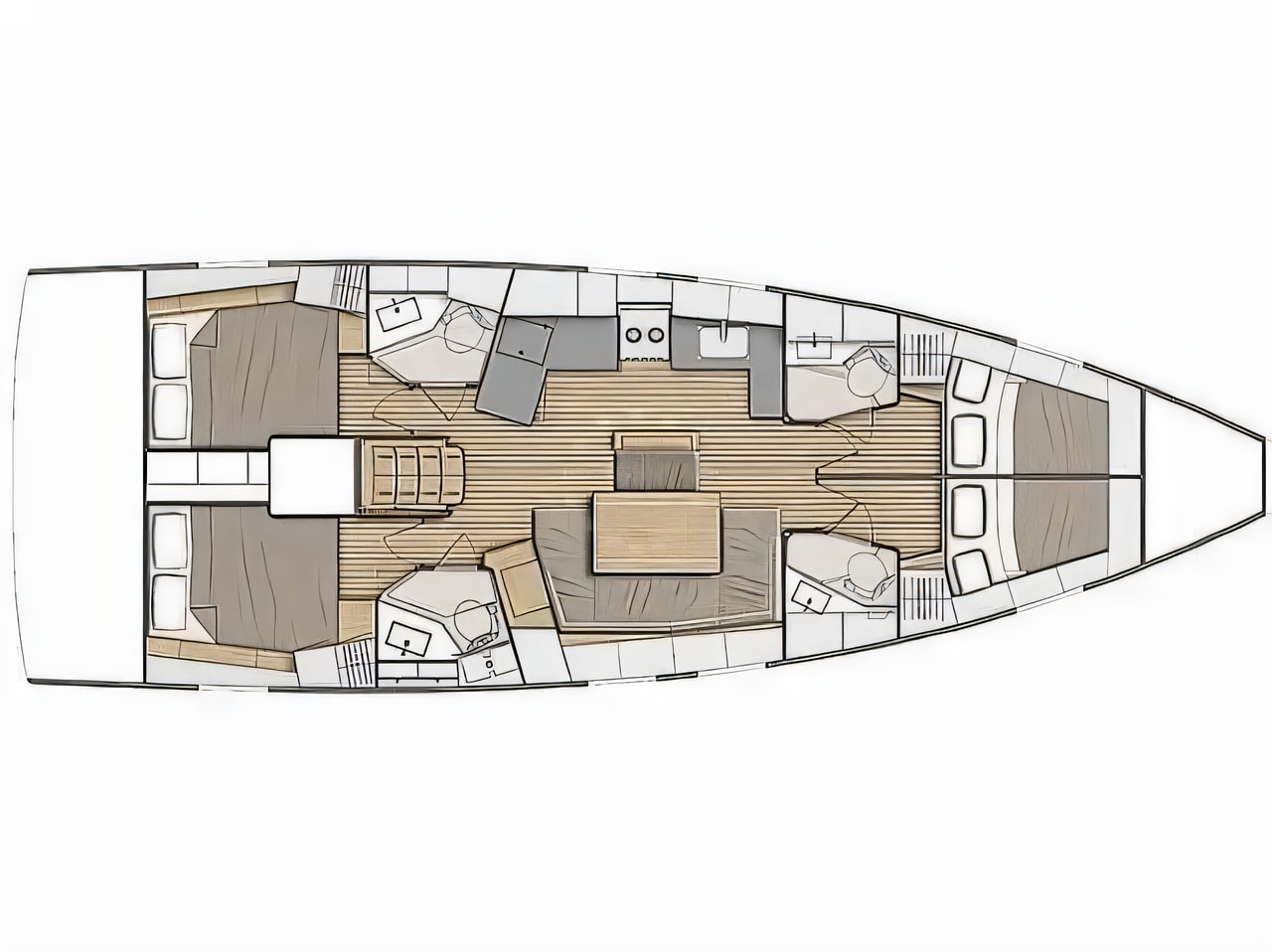 Interior of Oceanis 46.1 sail boat with 4 cabins Croatia yacht charter