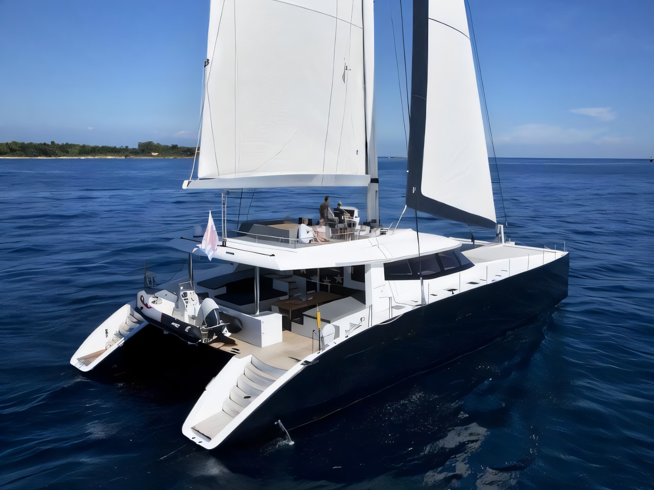 Exterior overview of Sunreef 80 catamaran for charter from Kastela Gomilica Marina in the Split sailing area Croatia